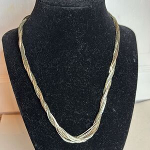 Vintage Mixed Metal Tone Twisted Chain Necklace Silver and Brass Tones 17”